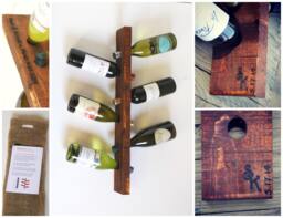 Personalized Rustic Wood Wine Rack - Wall Hanging 6 Bottle Home Bar