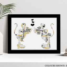 Personalised Mickey Minnie Word Art Print, Wedding, Anniversary Gift, Custom Wall Framed Picture, Present For Husband, Wife Nl - thumbnail 2