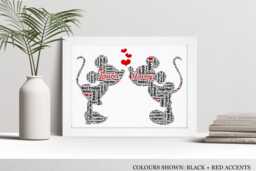 Personalised Mickey Minnie Word Art Print, Wedding, Anniversary Gift, Custom Wall Framed Picture, Present For Husband, Wife Nl - thumbnail 1