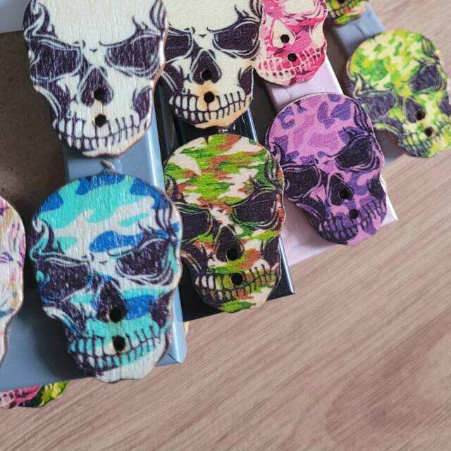 Colourful Skull Wooden Button Photo Frame 4 X 6 Inches - image 1