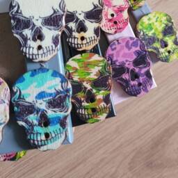 Colourful Skull Wooden Button Photo Frame 4 X 6 Inches