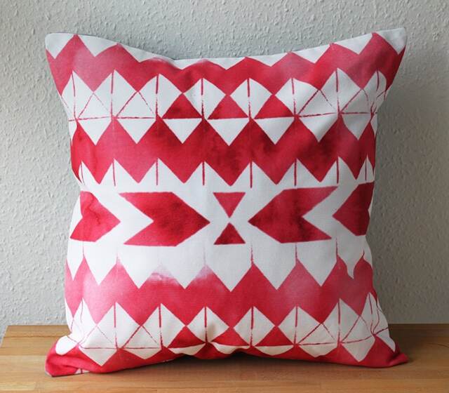 Cushion Cover, Red Water Color Motiv, Digital Printed, Cotton Canvas - image 1