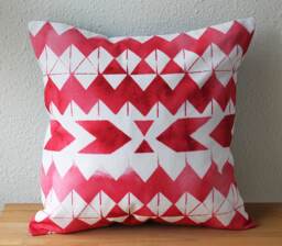 Cushion Cover, Red Water Color Motiv, Digital Printed, Cotton Canvas - thumbnail 1