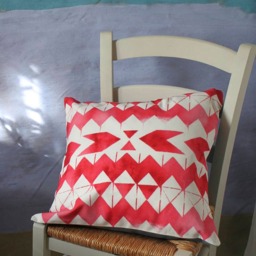 Cushion Cover, Red Water Color Motiv, Digital Printed, Cotton Canvas - thumbnail 3