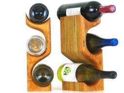 Cherry Wood Wine Bottle Rack - Storage 3 Tabletop Modern Unique