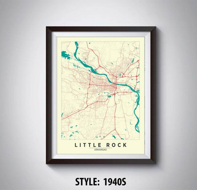 Little Rock Map Art Print Arkansas Travel Poster, Office Wall Decor - image 1