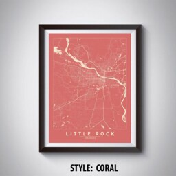 Little Rock Map Art Print Arkansas Travel Poster, Office Wall Decor - thumbnail 3