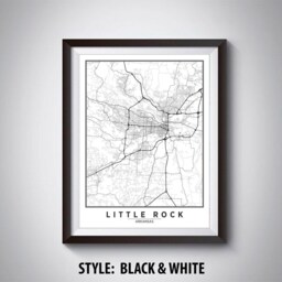 Little Rock Map Art Print Arkansas Travel Poster, Office Wall Decor - thumbnail 2