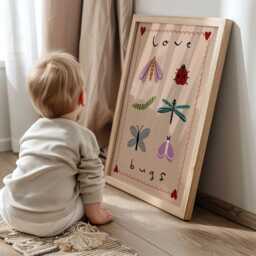 Love Bugs Print, Eclectic Illustration Art, Bedroom Animal Illustration, Nursery Wall Nursery, Kids Room, Unframed - thumbnail 2