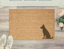 German Shepherd Dog Silhouette - Natural Door Mat Brown Coir Doormat New Home Housewarming Gift For Couples Dogs Owner - thumbnail 1