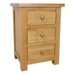 Grofurniture Large Solid Oak Bedside Table, Cabinet, 3 Drawer Nightstand, Real Table - thumbnail 2