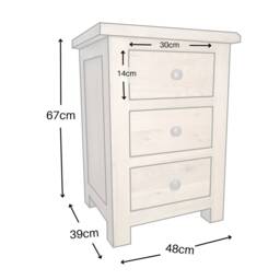 Solid Oak 3 Drawer Bedside Table Cabinet, Natural Wood Nightstand - thumbnail 3