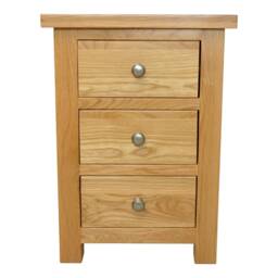 Grofurniture Large Solid Oak Bedside Table, Cabinet, 3 Drawer Nightstand, Real Table - thumbnail 3