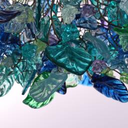 Hanging Chandeliers With Sea Color Flowers & Leaves For Dining Room - thumbnail 3