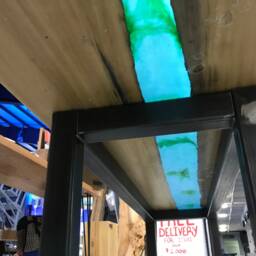 Blue & Black Epoxy Resin Custom Coffee Table With Glass Top - thumbnail 4