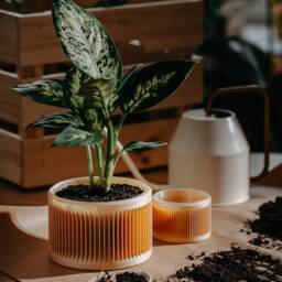 Medium Planter 71P02.500.oak/3D Printed Plant Pot Ecofriendly & Geometric Minimalist Modern - thumbnail 2