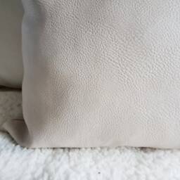 Off White Faux Leather Pillow Cover Scandinavian Modern Decor - 16x16'' - thumbnail 2