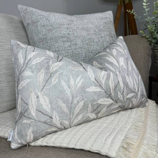 Sanderson Fabric, Leaf Trail - Osier Linen Silver Grey Cushion Cover, Pillow Double Sided, Made in Uk, Home Decor/Countryside - image 1