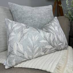 Sanderson Fabric, Leaf Trail - Osier Linen Silver Grey Cushion Cover, Pillow Double Sided, Made in Uk, Home Decor/Countryside - thumbnail 1