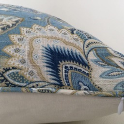 Hamptons Style Linen Cushion Cover Blue & White Floral Pillow - thumbnail 3