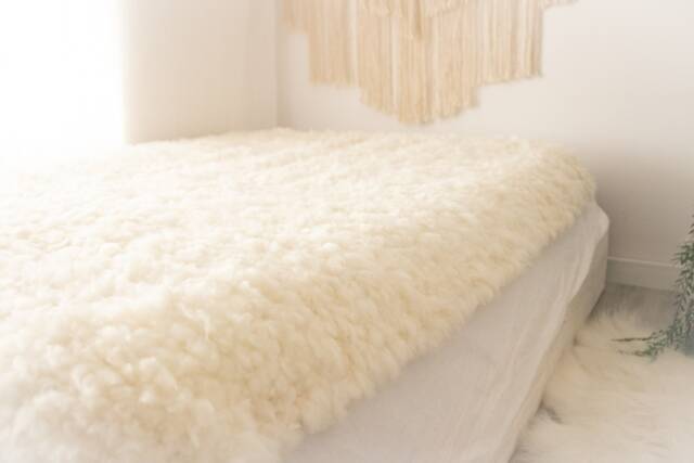 Exclusive Genuine Unique Woven Lamb Sheepskin, Lambskin Rug, Pelt, Throw, Blanket Giant Extra Large -Creamy White - image 1