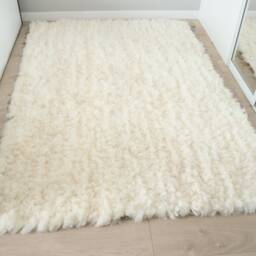 Exclusive Genuine Unique Woven Lamb Sheepskin, Lambskin Rug, Pelt, Throw, Blanket Giant Extra Large -Creamy White - thumbnail 4