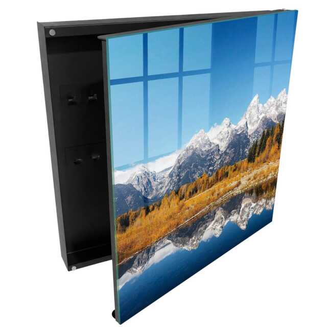 Golden Autumn Wall Mounted Key Cabinet, Blue Box For Wall, Photographic Landscapes, Nature Lovers - image 1