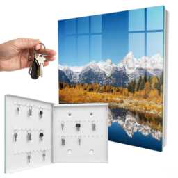 Golden Autumn Wall Mounted Key Cabinet, Blue Box For Wall, Photographic Landscapes, Nature Lovers - thumbnail 2