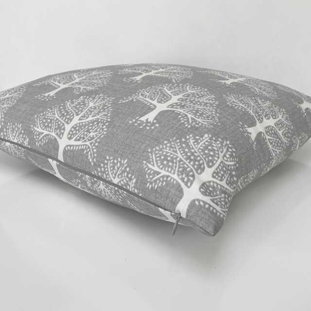 Dove Grey Tree Cushion Cover, Double-Sided Geometric Iliv Fabric - image 1
