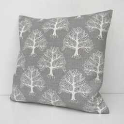 Dove Grey Tree Cushion Cover, Double-Sided Geometric Iliv Fabric - thumbnail 2