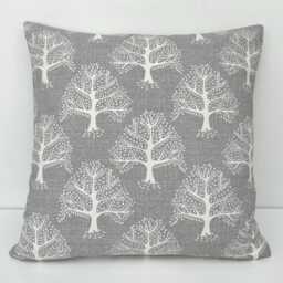 Dove Grey Tree Cushion Cover, Double-Sided Geometric Iliv Fabric - thumbnail 3