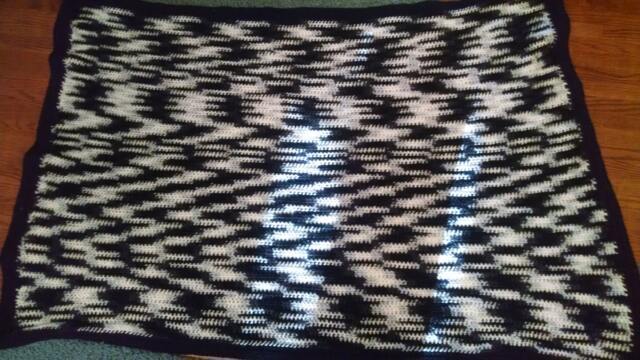 Zebra Crocheted Baby Blanket Throw - image 1
