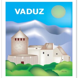 Vaduz Lichtenstein Print, Skyline, Vertical Travel Poster, Art, Art Gift, Style E8-O-Vad - thumbnail 3