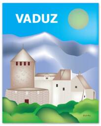 Vaduz Lichtenstein Print, Skyline, Vertical Travel Poster, Art, Art Gift, Style E8-O-Vad - thumbnail 1