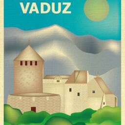 Vaduz Lichtenstein Print, Skyline, Vertical Travel Poster, Art, Art Gift, Style E8-O-Vad - thumbnail 2