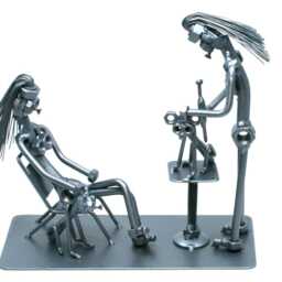 Male Veterinarian Gift Nuts & Bolts Sculpture, Scrap Metal Art Graduation Gift, Vet Tech Welded Art, Tech Gifts Student - thumbnail 2
