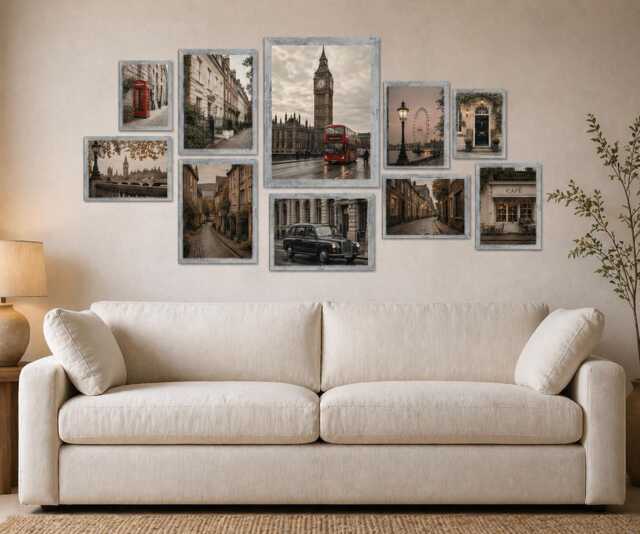 Rustic Grey 10 Piece Photo Frame Set - Collage Wall Art Decor Gallery - Picture Poster For Gifts - image 1