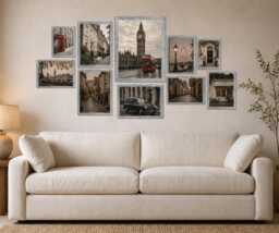 Rustic Grey 10 Piece Photo Frame Set - Collage Wall Art Decor Gallery - Picture Poster For Gifts - thumbnail 1