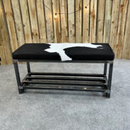 Cowhide Shoe Rack Bench/Entry Way Bench, Boot Rack, With Seating, Storage - thumbnail 2