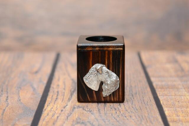 Kerry Blue Terrier - Wooden Candlestick With Dog, Souvenir, Decoration, Limited Edition, Collection - image 1