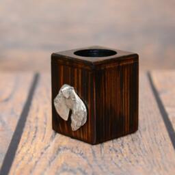 Kerry Blue Terrier - Wooden Candlestick With Dog, Souvenir, Decoration, Limited Edition, Collection - thumbnail 2