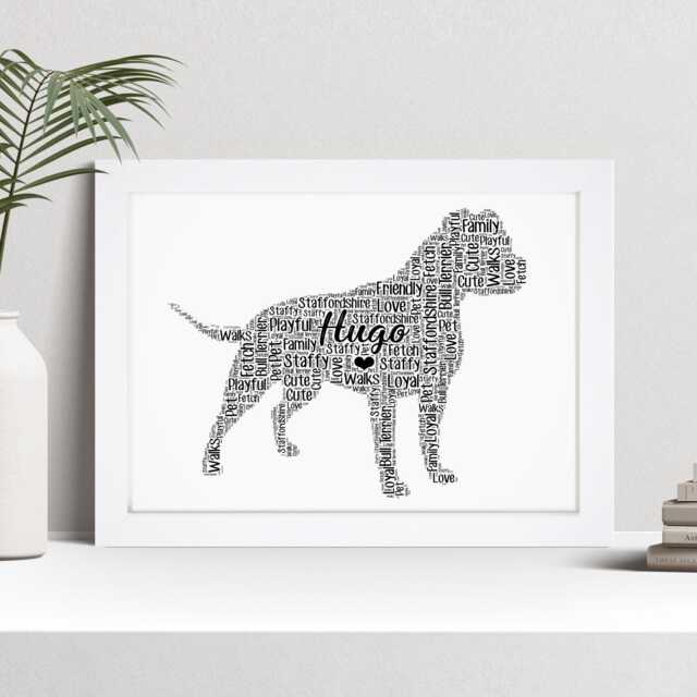 Personalised Staffordshire Bull Terrier Word Art Print, Custom Wall Framed Picture Gift Nl - image 1