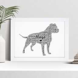 Personalised Staffordshire Bull Terrier Word Art Print, Custom Wall Framed Picture Gift Nl - thumbnail 1