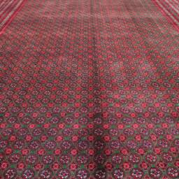 8x11 Ft Green Bukhara Rug Red Afghan Hand Knotted Veg Dyes Wool Oriental Rug, Large Tribal Home Decor, For Living Room, Bedroom - thumbnail 3