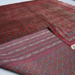 8x11 Ft Green Bukhara Rug Red Afghan Hand Knotted Veg Dyes Wool Oriental Rug, Large Tribal Home Decor, For Living Room, Bedroom - thumbnail 4