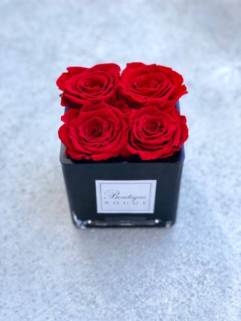 Black Glass Vase With Eternity Roses, Infinity Preserved Roses - image 1