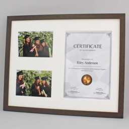Certificate, Graduation, Diploma Frame. For Certificate & Photographs. 40x50cm. Black - White Grey Oak Walnut Real Wood Frame - thumbnail 4