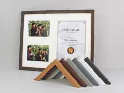 Certificate, Graduation, Diploma Frame. For Certificate & Photographs. 40x50cm. Black - White Grey Oak Walnut Real Wood Frame