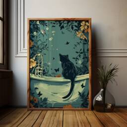 William Morris Cat Bathroom Poster Gothic Dark Academia Art - thumbnail 2