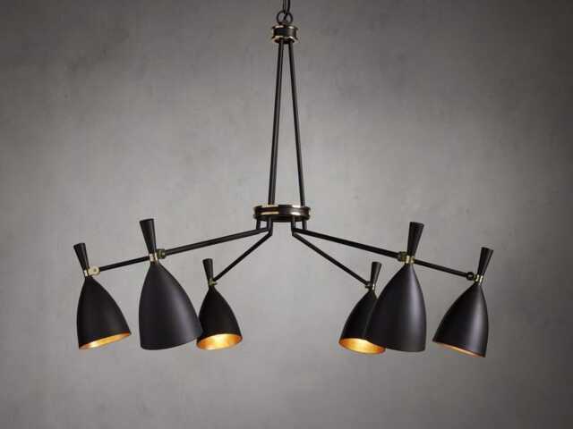 1950's Mid Century Brass Jacarra 6 Light Chandelier Sputnik Italian Ceiling Curved Arms Starburst Fixture - image 1
